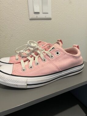 Converse Low Top Canvas Sneakers in Pink and White